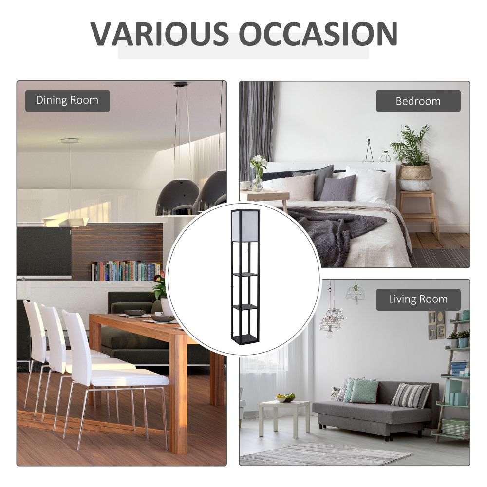 Illuminate & Organize: 4-Tier Stylish Shelf Floor Lamp with Ambient Light