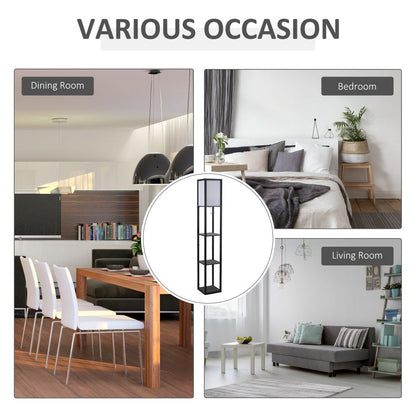 Illuminate & Organize: 4-Tier Stylish Shelf Floor Lamp with Ambient Light