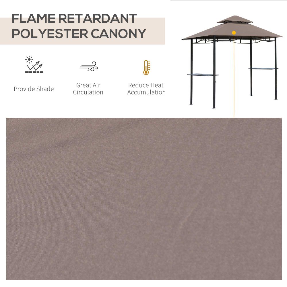 Outsunny 8ft Double-Tier BBQ Gazebo Tent with Shelves & Built-In Opener