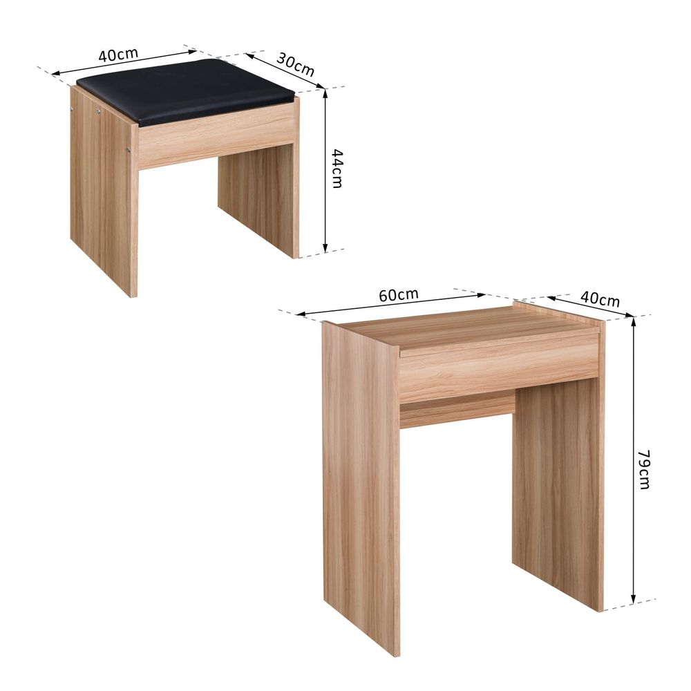 Chic HOMCOM Dressing Table Set: Mirror, Stool & Versatile Flip-Top Design