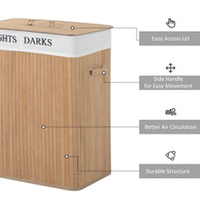 Load image into Gallery viewer, Eco-Friendly Bamboo Laundry Basket with Removable Liner &amp; Dual Compartments
