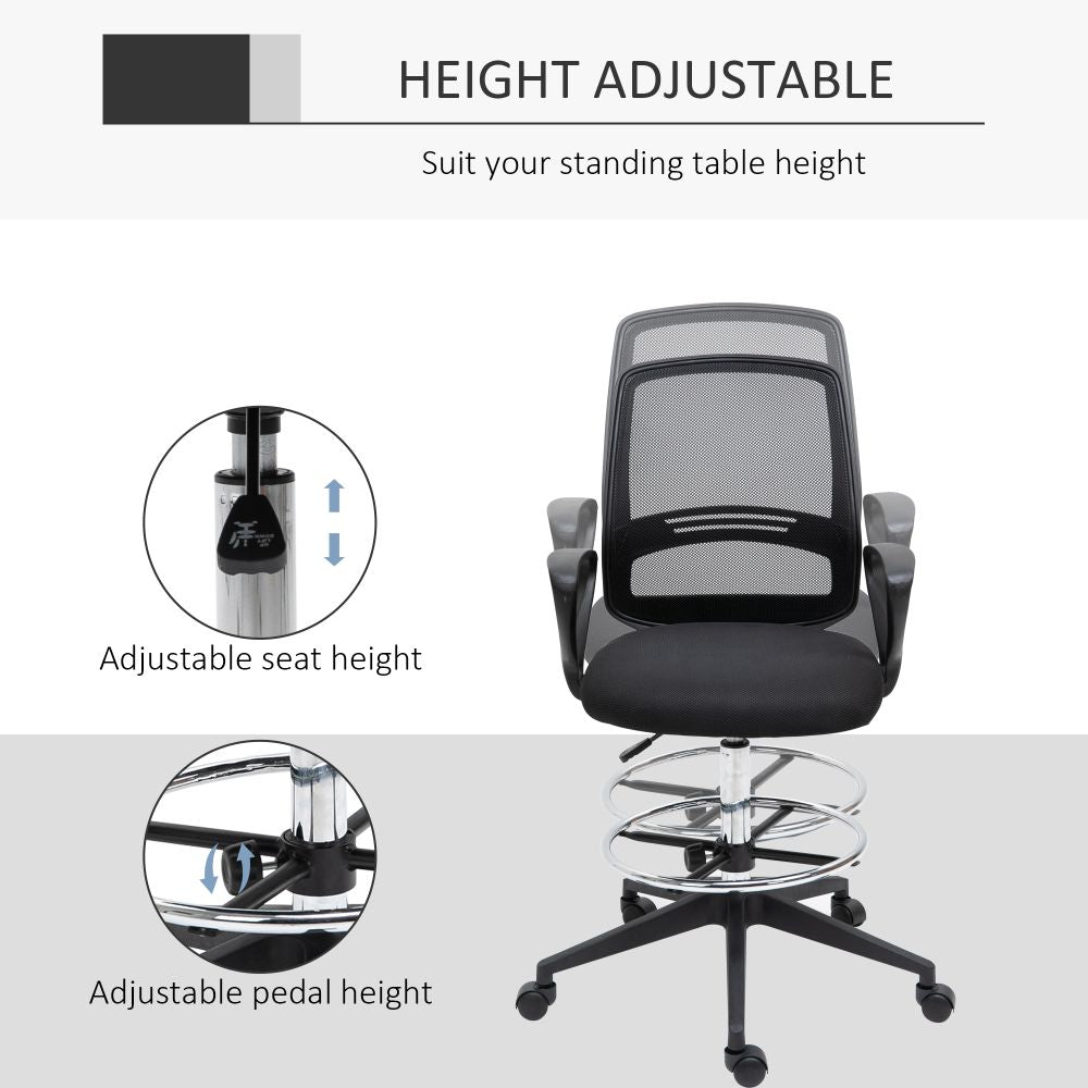 Ergonomic Tall Drafting Chair with Adjustable Height & Footrest for Comfort