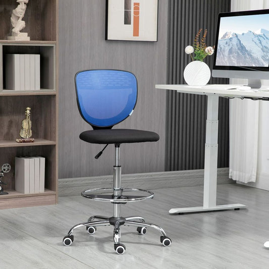 Vinsetto AdjustaDraughtsman Chair - Tall Ergonomic Office Seating in Blue