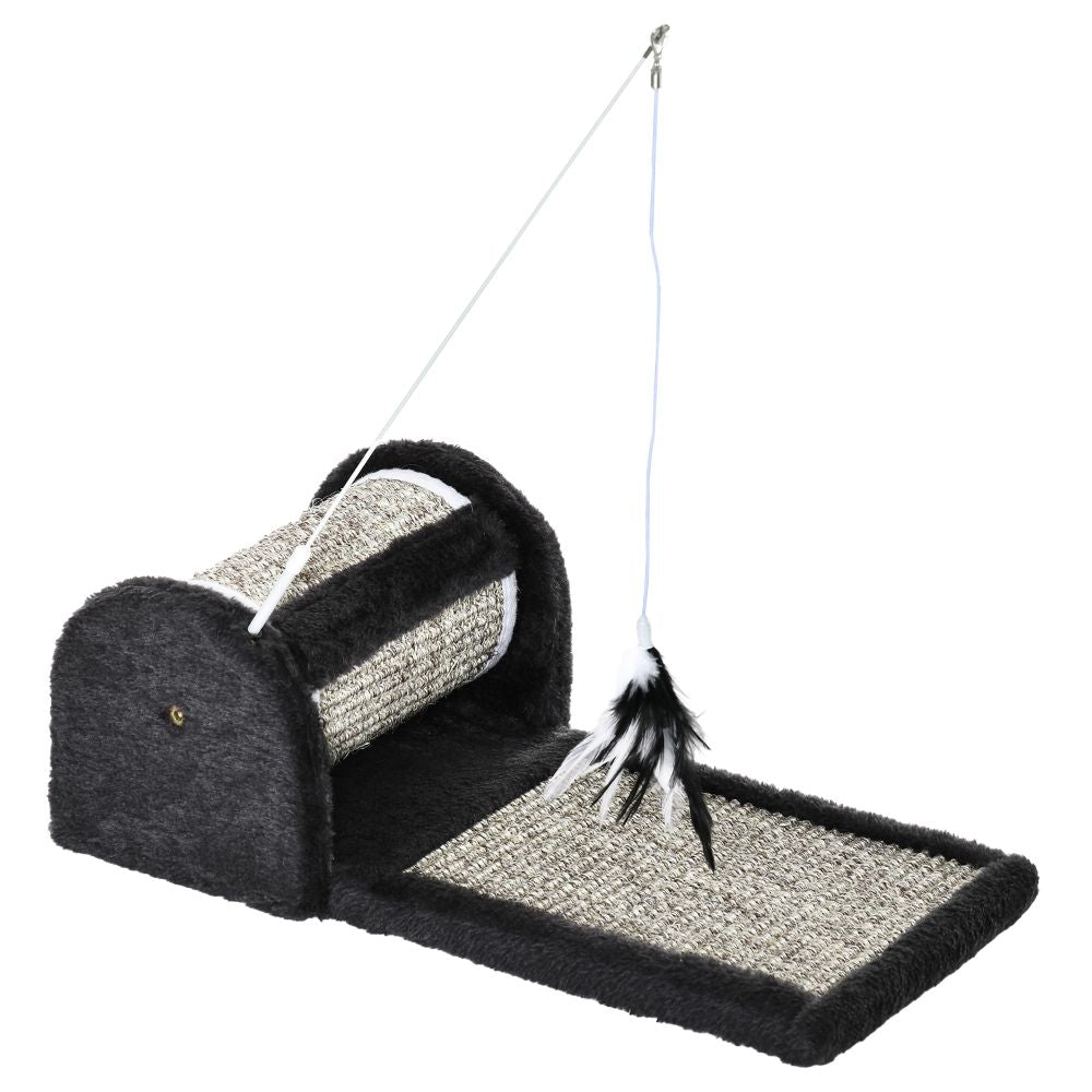 Ultimate Cat Scratcher & Play Mat with Roller Feather Teaser for Happy Kittens!