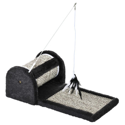 Ultimate Cat Scratcher & Play Mat with Roller Feather Teaser for Happy Kittens!