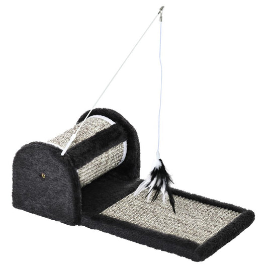 Ultimate Cat Scratcher & Play Mat with Roller Feather Teaser for Happy Kittens!