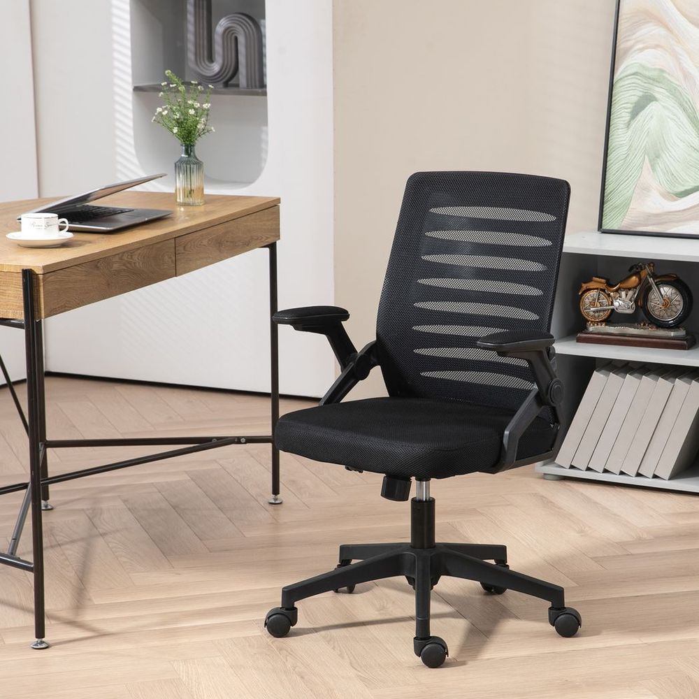 Vinsetto Ergonomic Mesh Office Chair with Lumbar Support & Swivel Design - Black