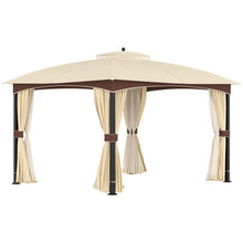 Load image into Gallery viewer, Elegant 4x3m Double Tier Patio Gazebo with Removable Netting in Khaki
