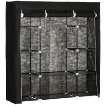 Load image into Gallery viewer, Portable Fabric Wardrobe with 10 Shelves &amp; Hanging Rail - Stylish Storage Solution
