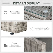 Load image into Gallery viewer, Stylish 3-Pc Grey Rattan Corner Sofa Set with Cushions &amp; Glass-Top Table
