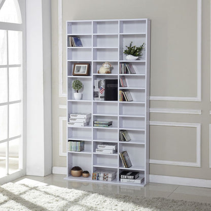 Elegant HOMCOM Media Storage Shelf - Adjustable Wooden Display for DVDs & Books