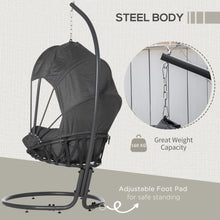 Load image into Gallery viewer, Cozy Hanging Egg Chair with Stand &amp; Canopy – Modern Grey Swing Hammock
