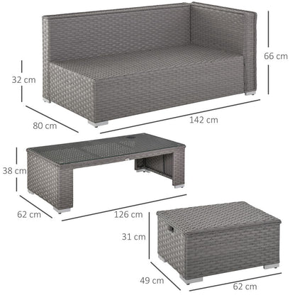 Luxurious 6-Piece Grey PE Rattan Wicker Corner Sofa Set with Cushions