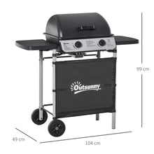 Load image into Gallery viewer, Versatile 2-Burner Gas BBQ Grill with Extension Tables &amp; Wheels - Perfect for Outdoor Feasts!
