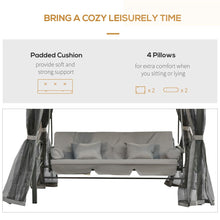 Load image into Gallery viewer, Transformative 3-Seater Swing Chair Hammock with Canopy &amp; Cushions - Grey
