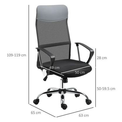 Ergonomic High Back Mesh Office Chair with Faux Leather & Adjustable Features