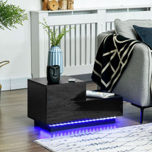 Load image into Gallery viewer, Modern LED Nightstand with Remote - High Gloss Cubic Design in Black
