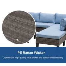 Load image into Gallery viewer, Chic 4-Piece Blue Rattan Outdoor Furniture Set for Stylish Garden Lounging

