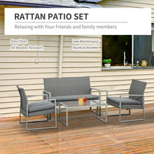 Load image into Gallery viewer, Stylish 4-Piece PE Rattan Wicker Sofa Set with Cushions - Perfect for Outdoors!
