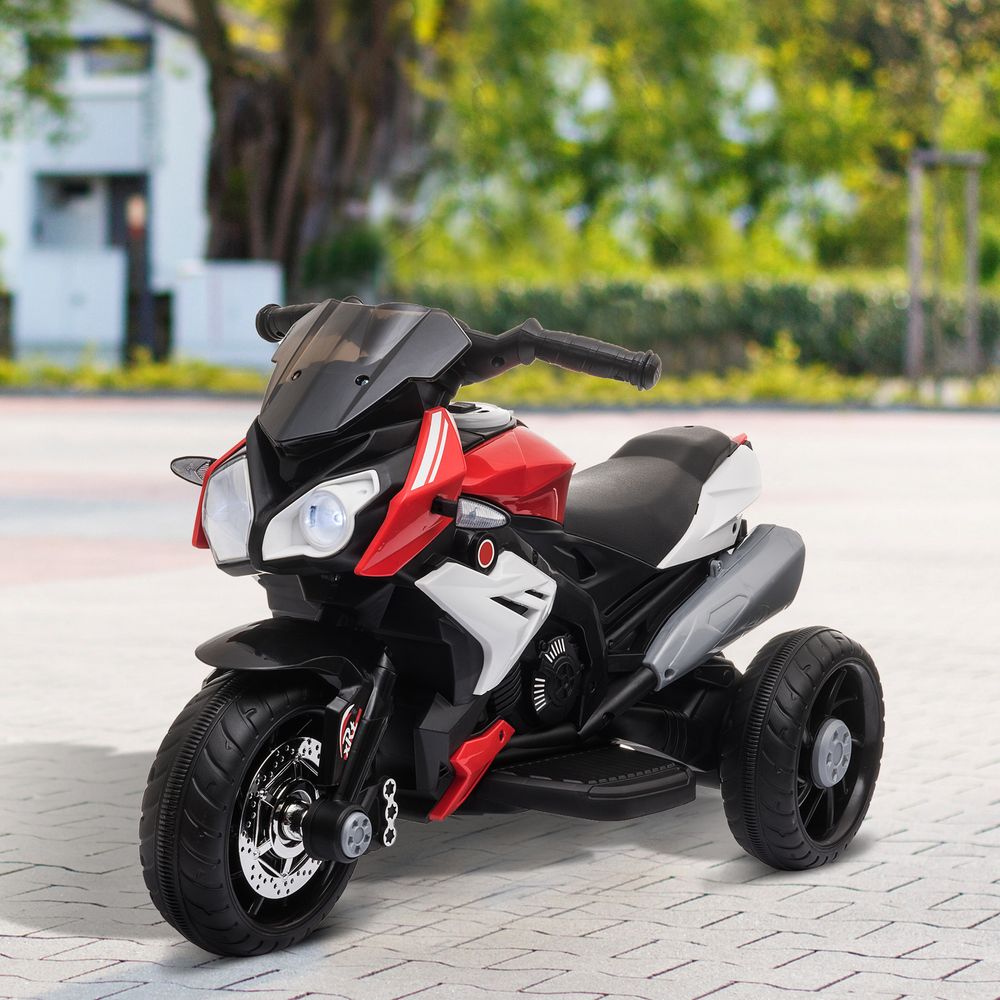 Lightning Red Kids Electric Motorcycle: Safe 6V Ride-On with Music & Lights!