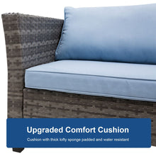 Load image into Gallery viewer, Chic 4-Piece Blue Rattan Outdoor Furniture Set for Stylish Garden Lounging
