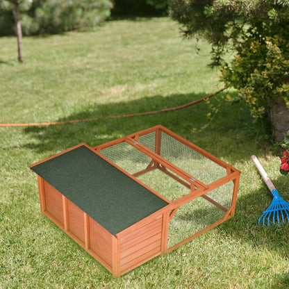 Cozy Wooden Rabbit Hutch with Spacious Run - Perfect Home for Small Animals!