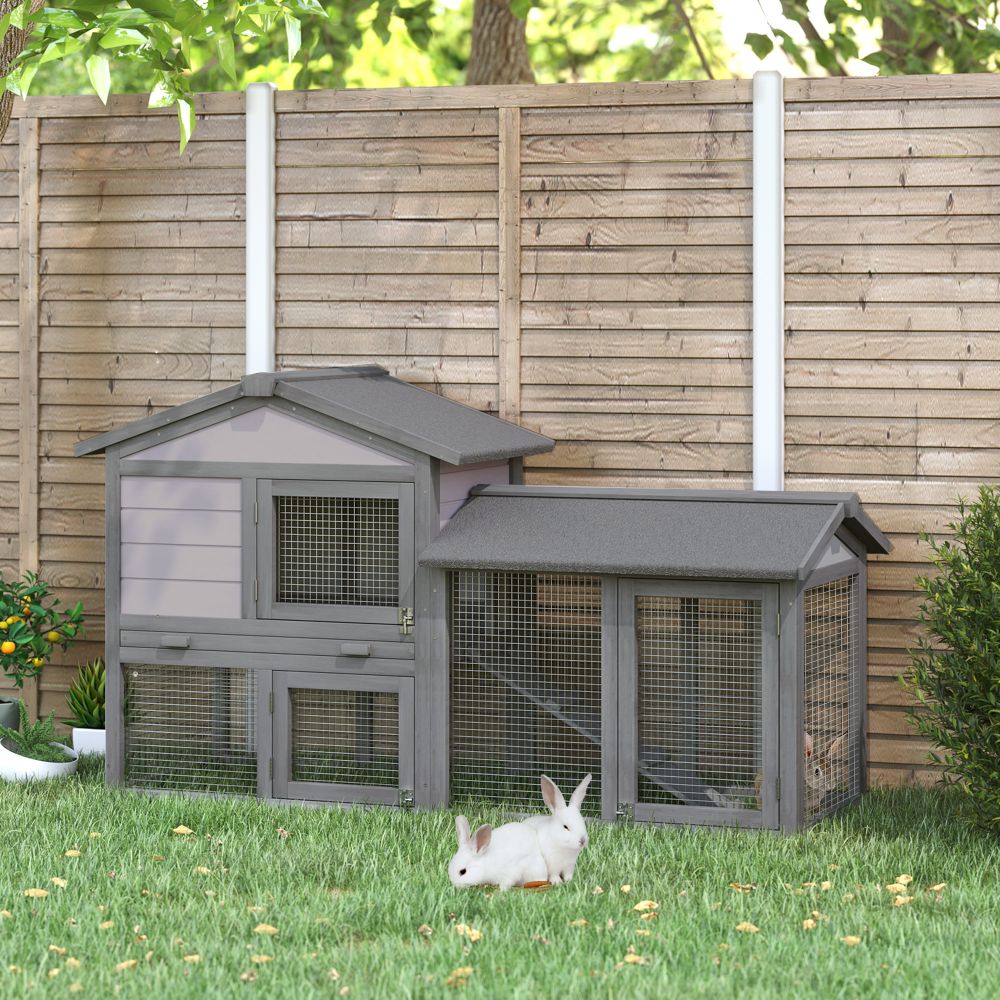 Deluxe 5ft Wooden 2-Tier Rabbit & Guinea Pig Outdoor Hutch with Run