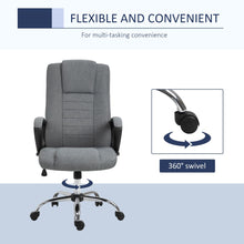 Load image into Gallery viewer, Vinsetto Executive Linen Office Chair: 360° Swivel, High Back &amp; Adjustable Grey
