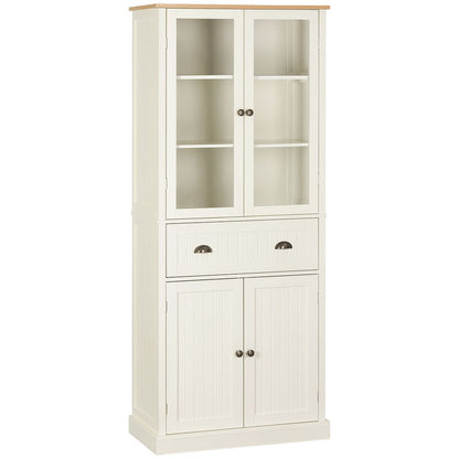 Elegant 5-Tier Kitchen Cupboard with Adjustable Shelves - Cream Finish