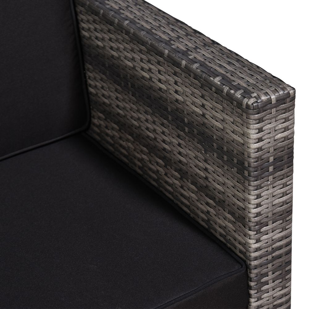 Outsunny Grey Rattan Sofa Set: Stylish 2-Seater with Cushions & Glass Table