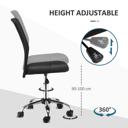Ergonomic Armless Office Chair: Adjustable Mesh Back & Padded Comfort