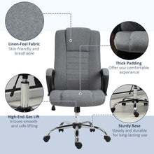 Load image into Gallery viewer, Vinsetto Executive Linen Office Chair: 360° Swivel, High Back &amp; Adjustable Grey

