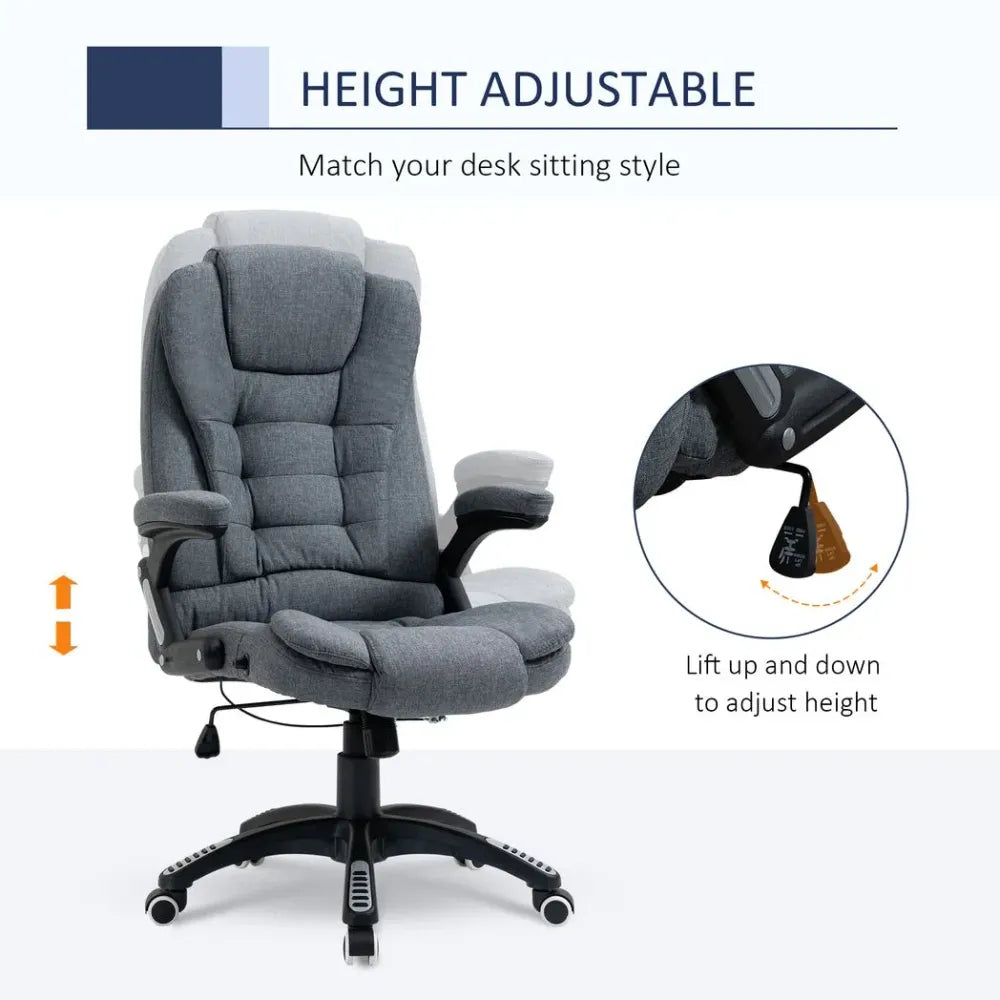Luxurious High Back Office Chair with Swivel Wheels - Dark Grey Comfort