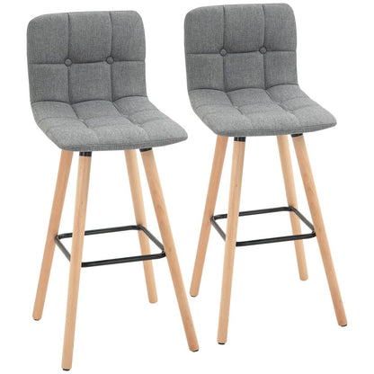 Elegant Grey Armless Bar Stool Set of 2 - Tufted Comfort for Your Kitchen!