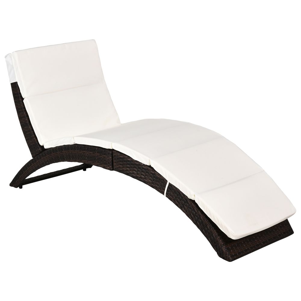 Sunshine Serenity: Rattan Folding Lounger with Cushions – Perfect Garden Relaxation!