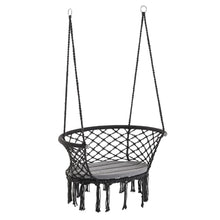 Load image into Gallery viewer, Elegant Macrame Hanging Hammock Chair - Cozy Dark Grey Swing for Relaxation
