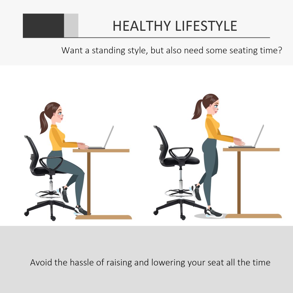Ergonomic Tall Drafting Chair with Adjustable Height & Footrest for Comfort
