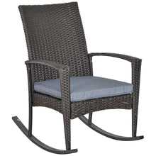 Load image into Gallery viewer, Outsunny Modern PE Rattan Outdoor Rocking Chair with Cushion - Grey Elegance
