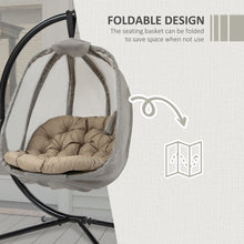Load image into Gallery viewer, Cozy Khaki Hanging Egg Chair with Stand &amp; Cushion – Perfect for Relaxation!
