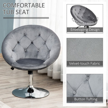 Retro Adjustable Swivel Bar Stool - Stylish Armless Tub Chair in Grey