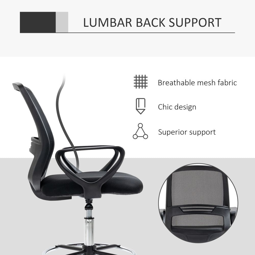 Ergonomic Tall Drafting Chair with Adjustable Height & Footrest for Comfort