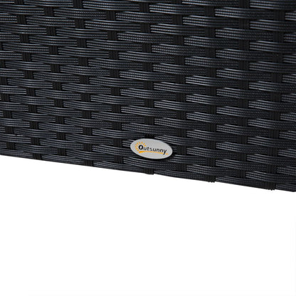 Stylish 4-Piece Rattan Wicker Garden Sofa Set with Storage & Table - Black