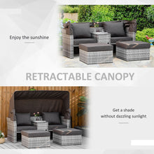 Load image into Gallery viewer, Sun-Kissed PE Rattan Daybed: 2-Seater Sofa with Canopy &amp; Glass Table
