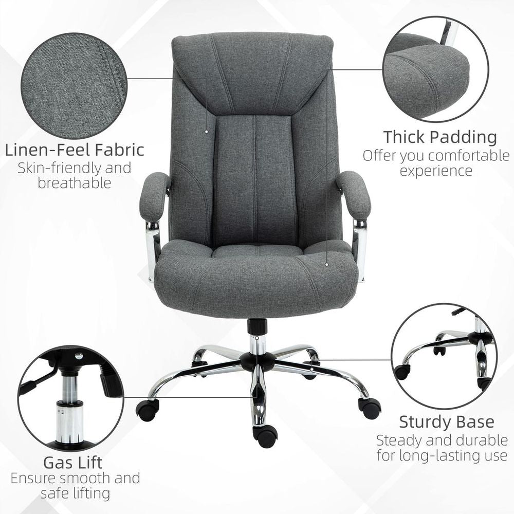 Ergonomic High Back Office Chair with Armrests - Stylish Grey & Swivel Mobility