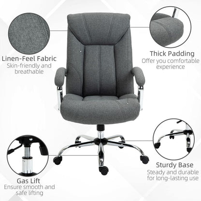 Ergonomic High Back Office Chair with Armrests - Stylish Grey & Swivel Mobility