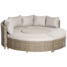 Load image into Gallery viewer, Versatile 8-Seater Rattan Daybed with Adjustable Table &amp; Cozy Olefin Cushions
