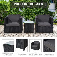 Load image into Gallery viewer, Outsunny Black Rattan 2-Seater Sofa Set with Cushions &amp; Glass Table
