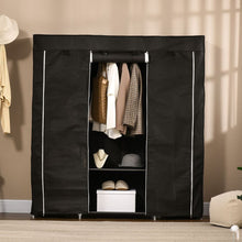 Load image into Gallery viewer, Portable Fabric Wardrobe with 10 Shelves &amp; Hanging Rail - Stylish Storage Solution

