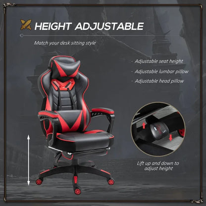 Ultimate Ergonomic Gaming Chair with Reclining Footrest - Stylish Red Design!