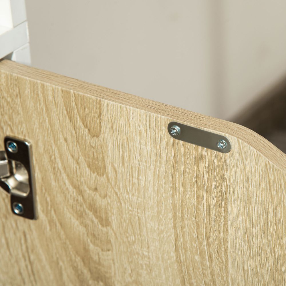 Elegant White & Oak Tall Bookcase with 2 Doors and 4 Shelves for Stylish Storage